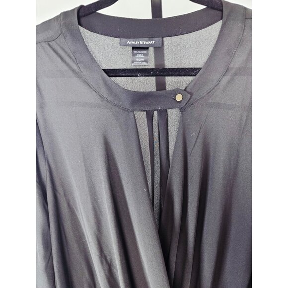 Ashley Stewart Sheer Faux Wrap Top - Black - SZ 18/20W - Picture 3 of 12